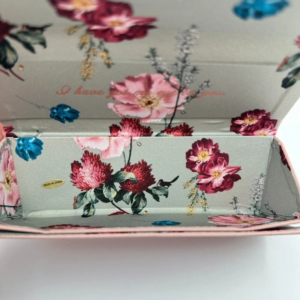 Ted Baker London Sunglasses Hard Case Pink‎ Rose Gold Magnetic Floral Lining